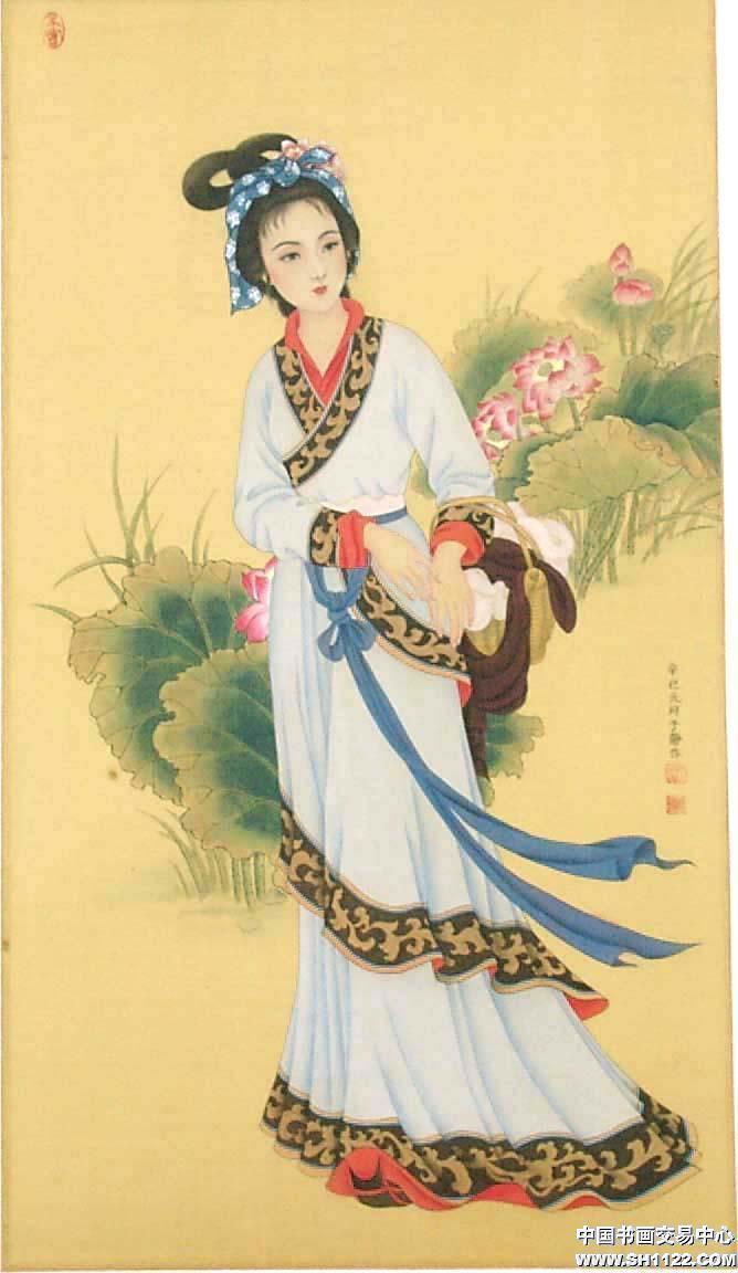 于静(又名鲁秀)-浣纱女-淘宝-名人字画-中国书画服务